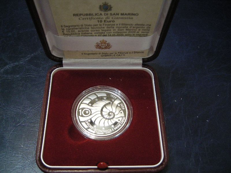 (afbeelding voor) 10 Euromunt San Marino 2009 Zilver Proof in cassette